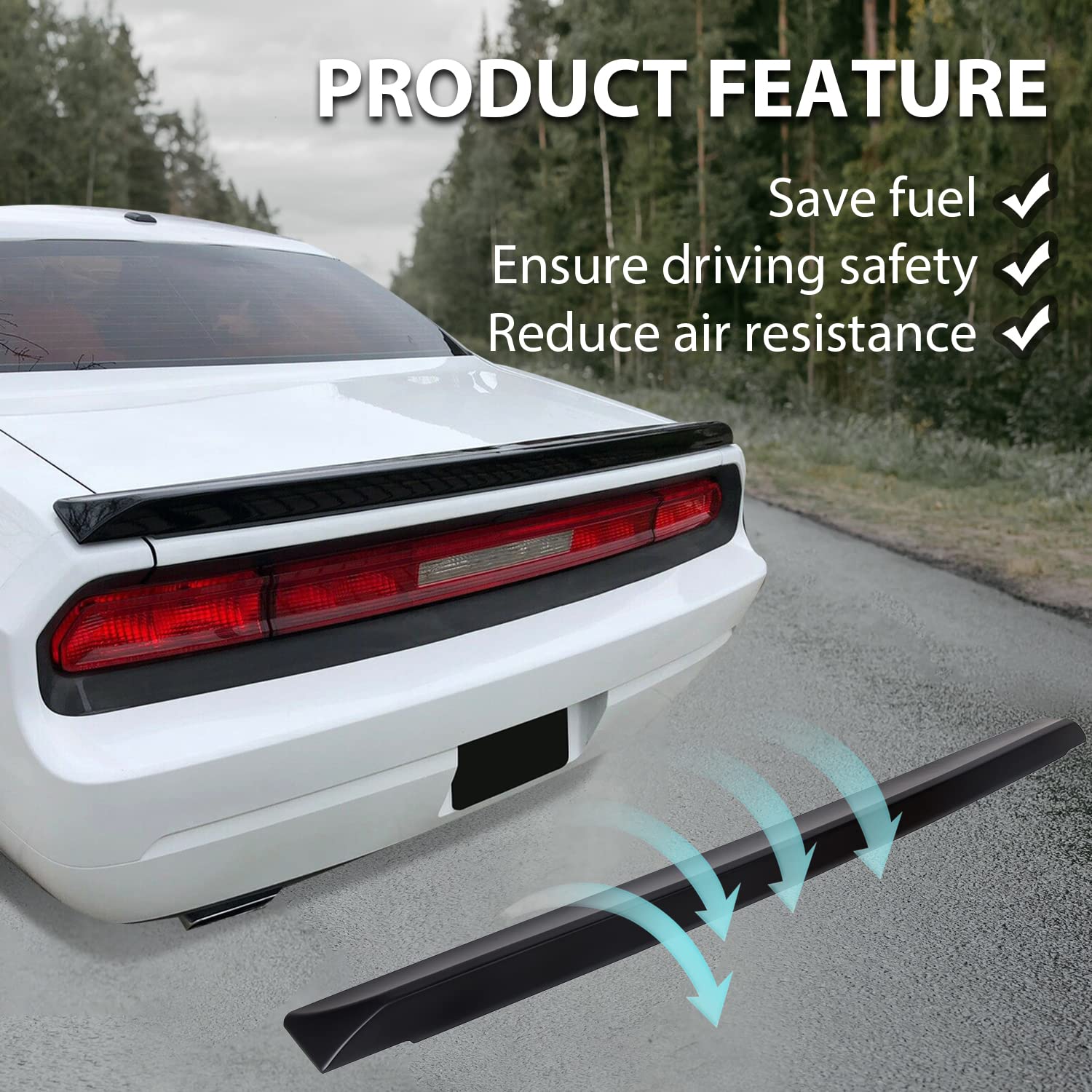 Amazon | ECOTRIC トランクスポイラーウィング 2008-2023 Dodge